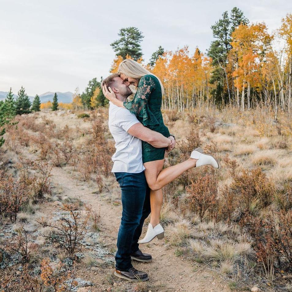 Engagement photos at Kenosha Pass, one of our favorite places to see the changing colors in Colorado.