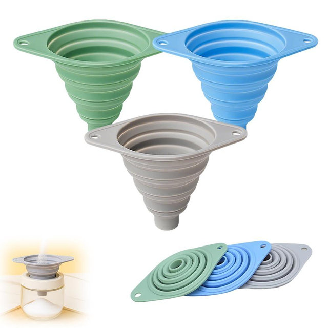 Kitchen Funnel Set, 2025 New Food Grade Silicone Collapsible Small Funnel for Kitchen Use, Kitchen Funnels for Filling Water Bottle Liquid Transfer Kitchen Gadgets (3 pcs)