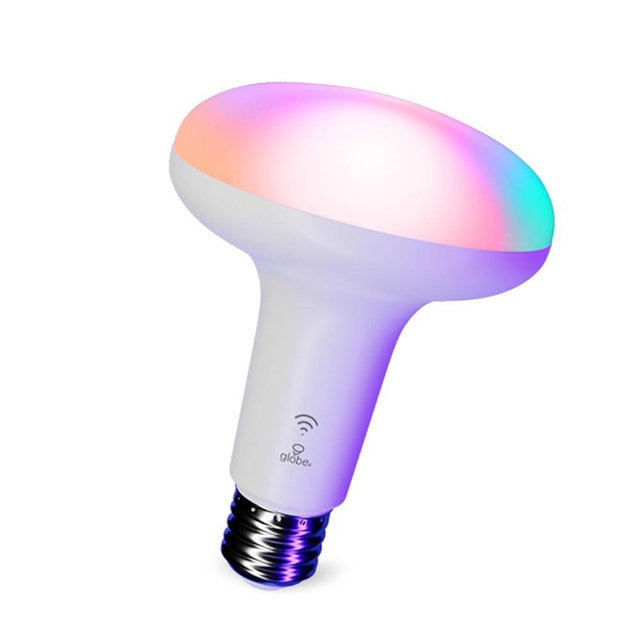 Globe Electric 50594 Works with Alexa Only Wi-Fi Smart Multicolor Changing RGB Tunable White Frosted LED Light Bulb, Voice Activated, 2000K - 5000K, BR30 Shape, E26 Base, 8.5W, Energy Star
