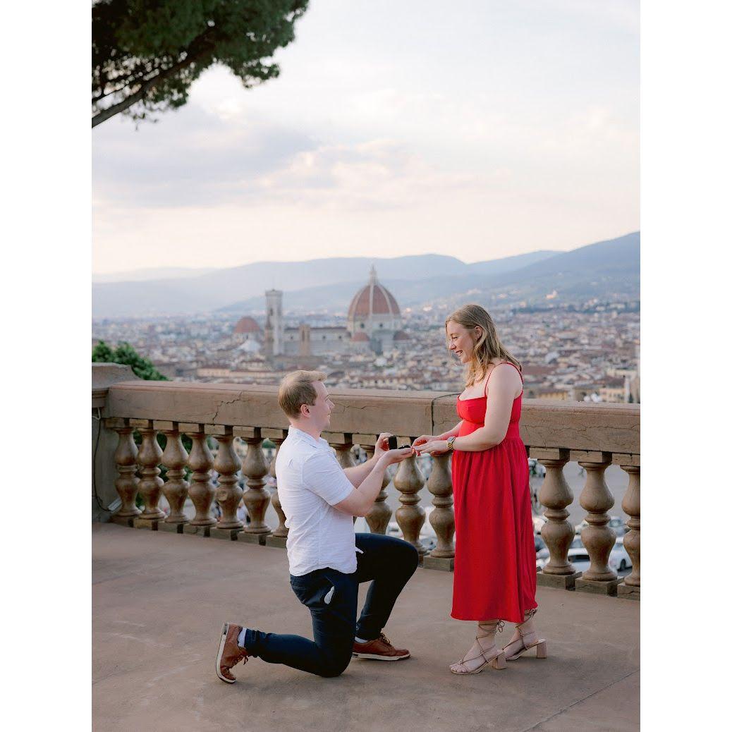 When John got down on one knee in Florence and asked Katie to be his wife