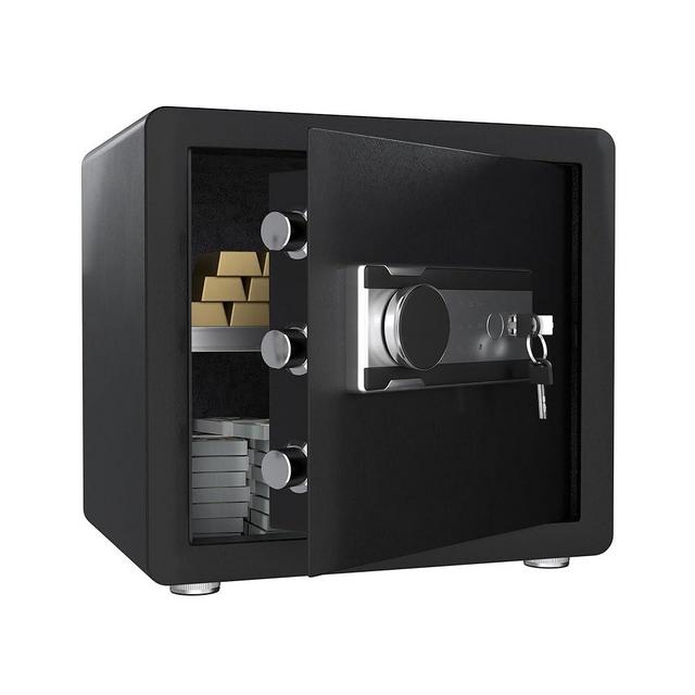 Aobabo Steel Safe Box with Digital Keypad 1.5 CuFt Password Quick-Access Black Safe Box for Home, Office, Business, for Cash, Firearms, Jewelry