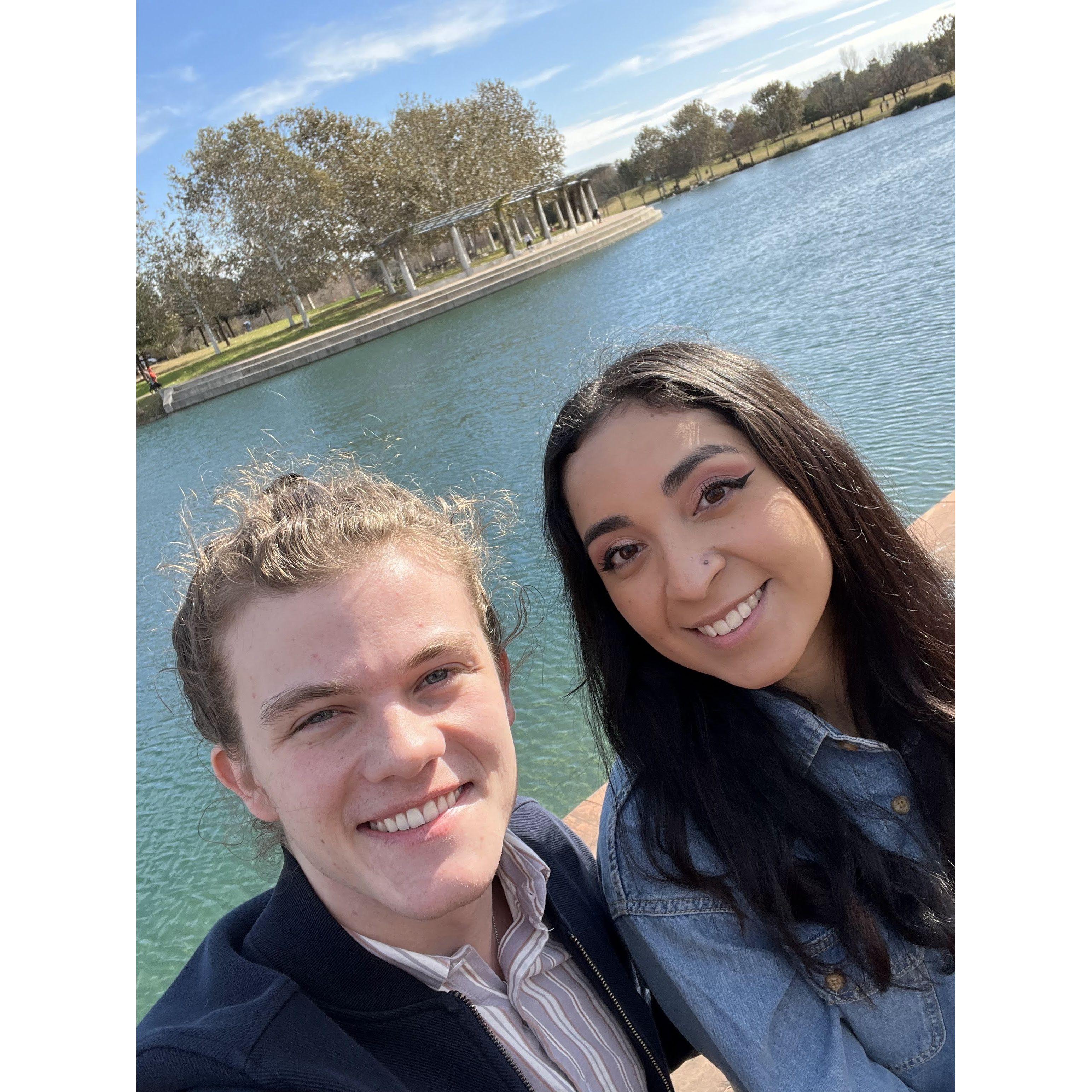 At Mueller Lake Park on our first date!