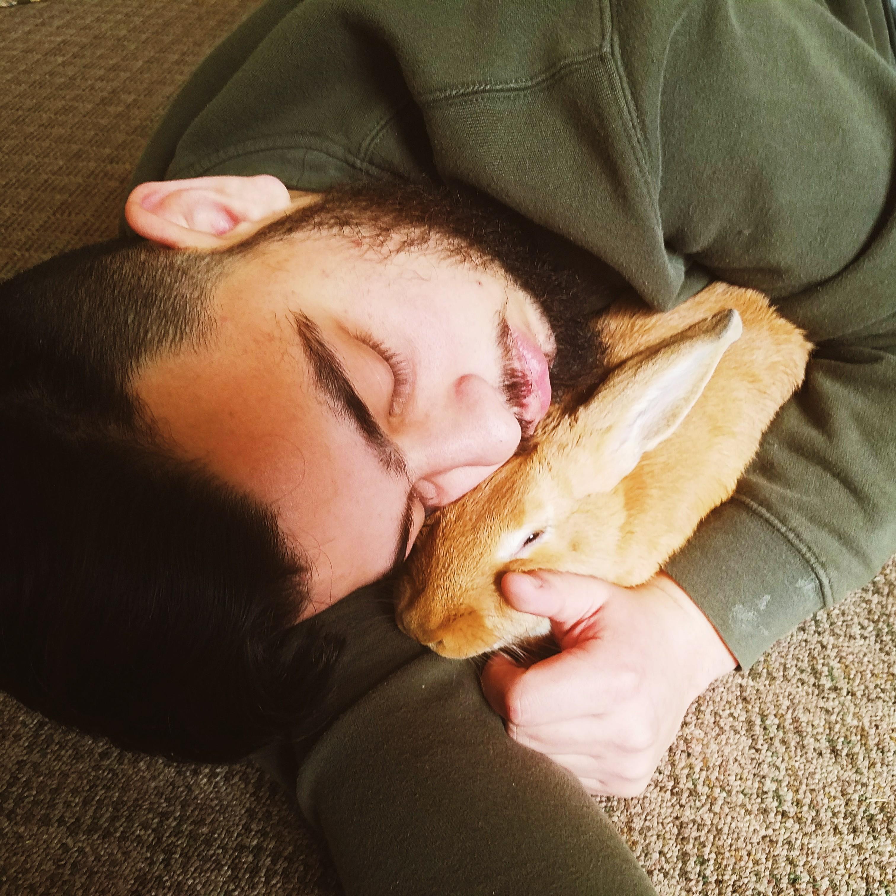 April 15th, 2017:
Emilio and Sunny having a snuggle sesh on Emilio's birthday. 💛