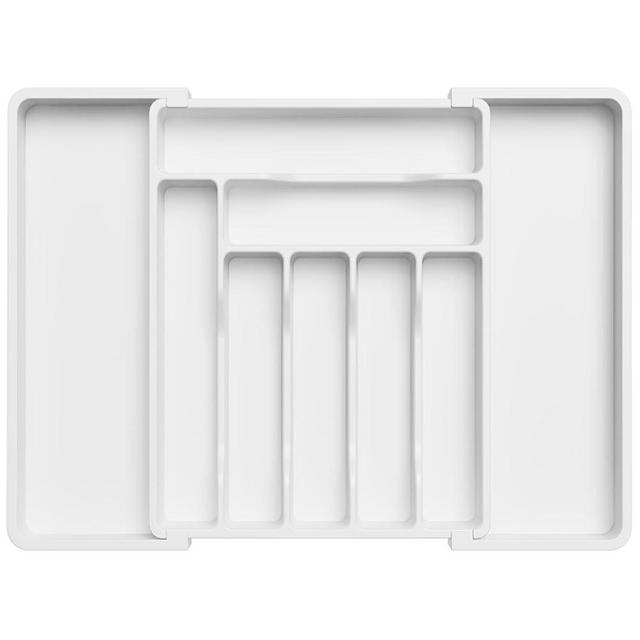 Lifewit Silverware Drawer Organizer, Expandable Utensil Organizer for Kitchen Drawers, Adjustable Cutlery and Flatware Tray, Plastic Spoons Forks Knives Holder Storage Dividers, Large, White