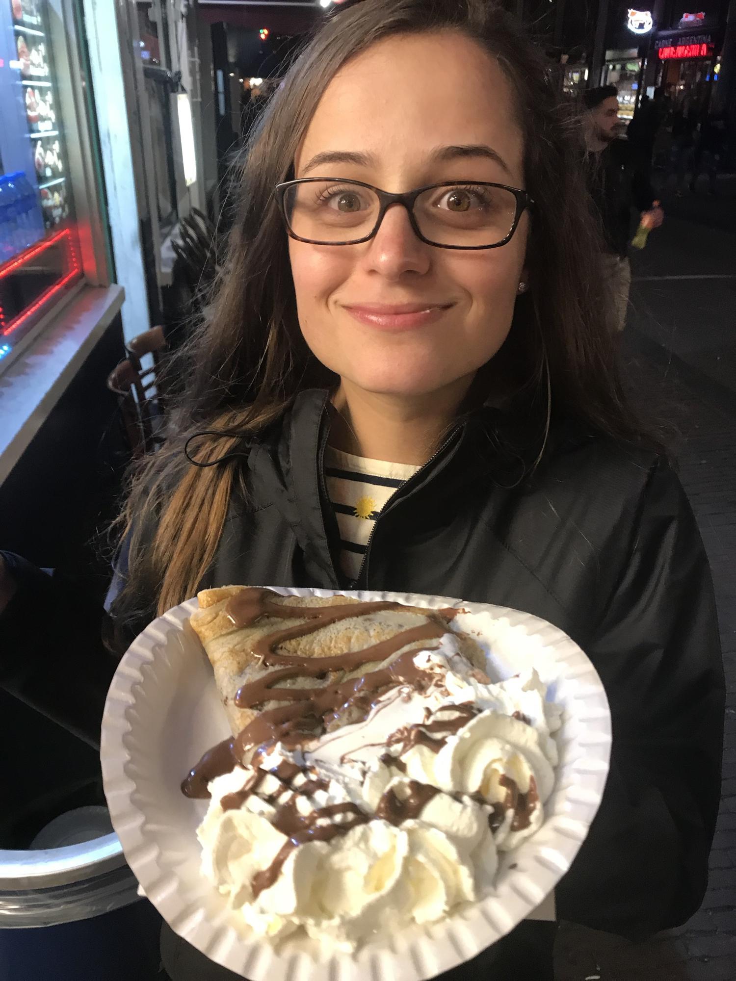 2018: Eating a crepe in Amsterdam