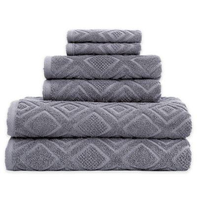 Gemstone Jacquard 6-Piece Towel Set in Obsidian