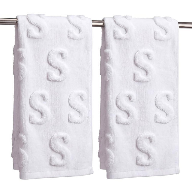 Fanfanwin 2 Pcs Casual Monogram Hand Towels for Bathroom, S