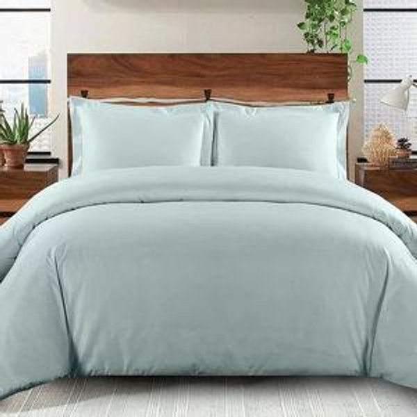 Solid 100% Cotton Duvet Cover Set - 600 Thread Count