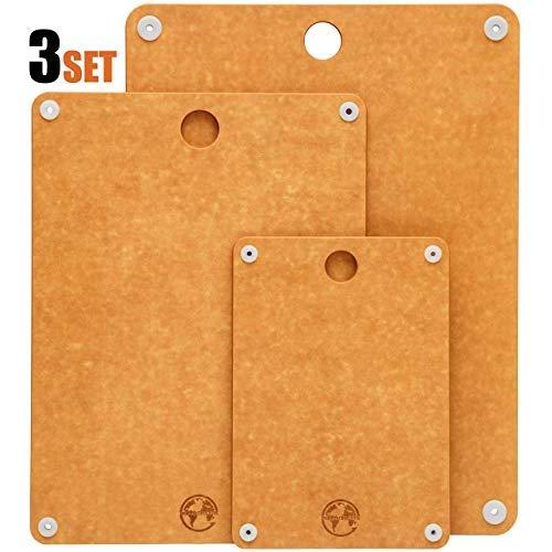 Earth's Dreams 100% Natural Wood Fiber Cutting Boards [3Set], Dishwasher Safe & Non-Slip Eco Friendly Bamboo Cutting Board for Kitchen, XL Chopping Board