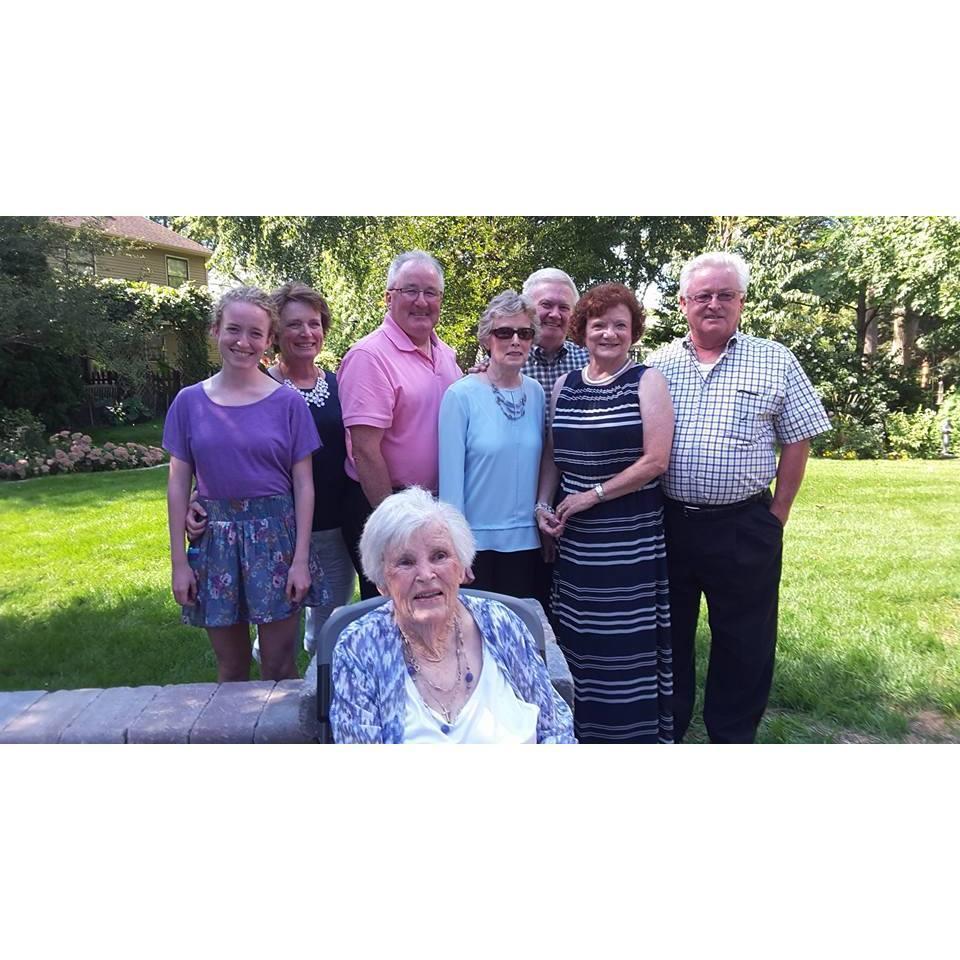 Claire and her Dad's Family. Claire was blessed with a third set of grandparents, Jim's Aunt Mae and Uncle Pat Mallon, who supported him when he came to the US and was far away from home.