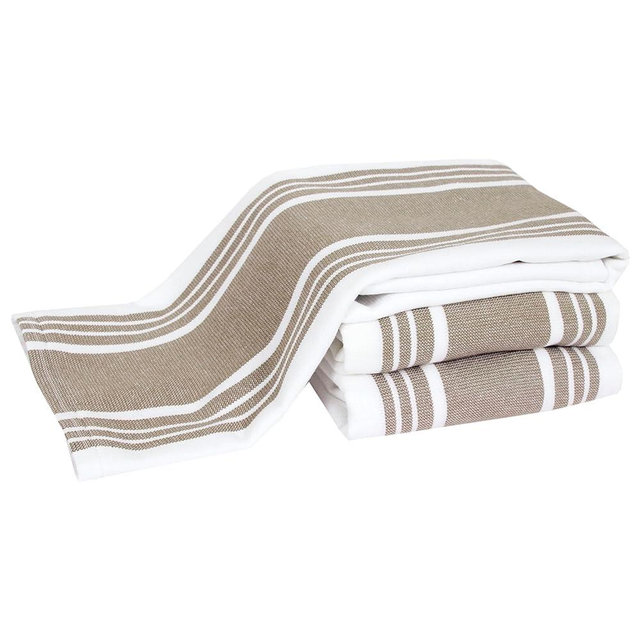 Dish Towels Dual Purpose Reversible, 100% Absorbent Cotton, Kitchen Towels Set of 3 Striped, 17" x 30", 3-Pack Mushroom All-Clad Textiles