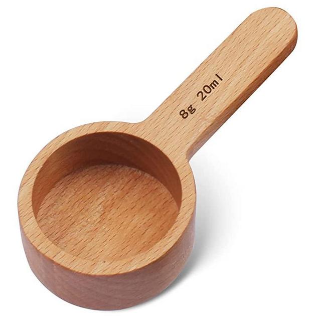 Wooden Coffee Spoon, Coffee Scoop Measuring for Coffee Beans, Whole Beans Ground Beans or Tea, Home Kitchen Tools Utensils - 8g, 20ml - Beech