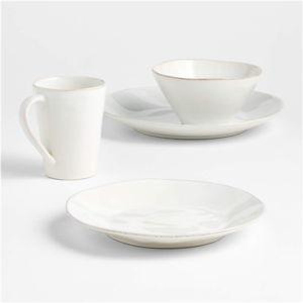 Marin White Stoneware 16-Piece Dinnerware Set + Reviews | Crate & Barrel