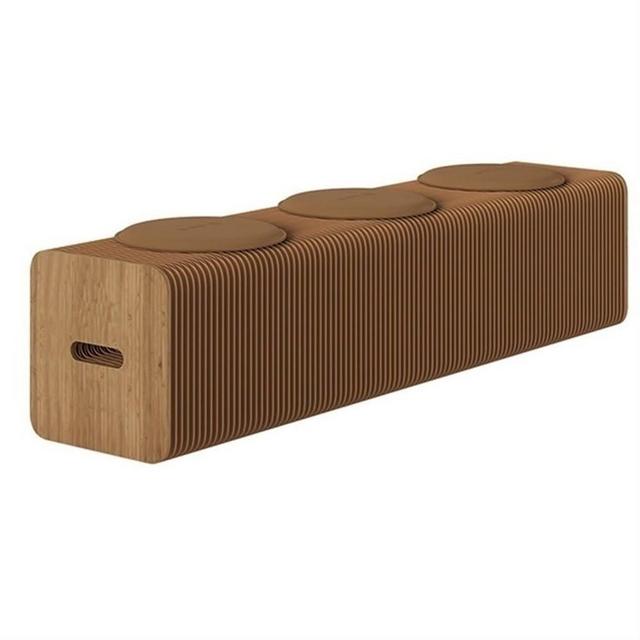 YDKJWB Paper Folding Stool, Honeycomb Paper Bench, Paper Accordion Folding Stool with Cushions, Folding Paper Stool for Reception Room, Living Room(Brown,Small)