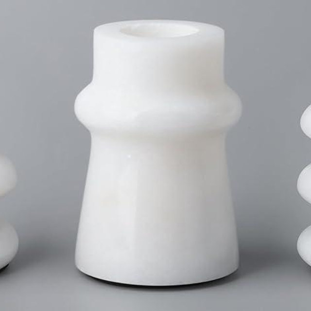 Vixdonos Marble Candle Holder Set of 3 Taper Candle Candlestick Mantle Candle Stand for Home Decor,Wedding,Party and Table Centerpieces(White)