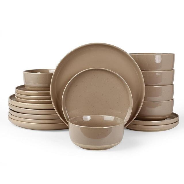 famiware Milkyway Plates and Bowls Set, 18 Pieces Dinnerware Sets, Dishes Set for 6, Cinnamon Brown