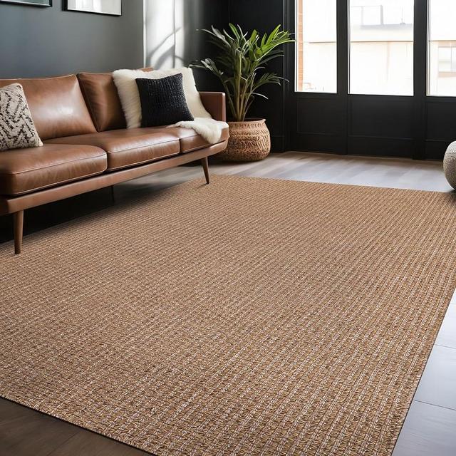 Lena Rug Easy Jute Rug 4x6, Indoor Outdoor Natural Color Farmhouse Area Rugs for Living Room, Kitchen Rug High Traffic Area, Washable Easy to Clean Solid Boho Woven Design Outside Carpet