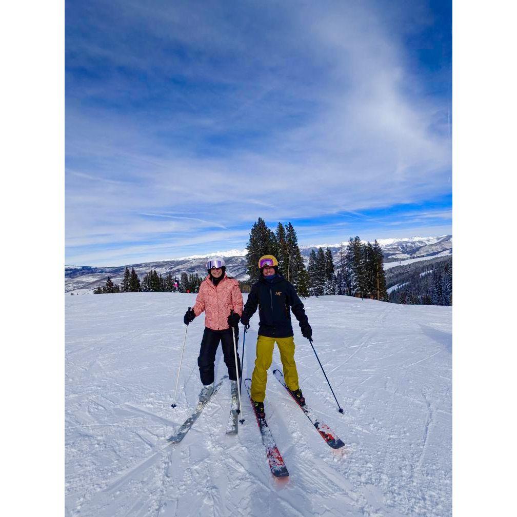 One of many skiing adventures