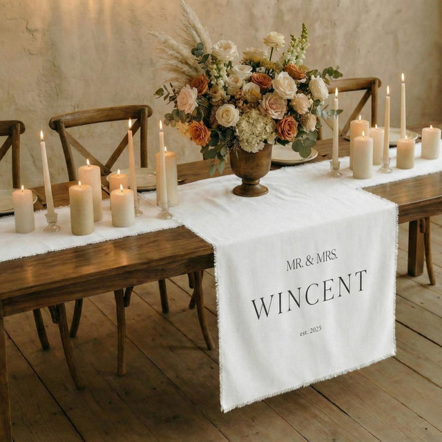 Custom Wedding Table Runner, Sweetheart Table Decor, Custom Sweetheart Table Runner, Wedding Table Decor. Wedding Sign Est. Date,