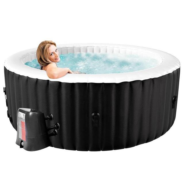 Inflatable Hot Tub, 2-4 Person Round Portable Hot Tub, Leak-Proof PVC Outdoor Spa with 120 Air Jets, Blow up Hot Tub with Heater Pump and Insulated Cover, 71” X 71” X 25”