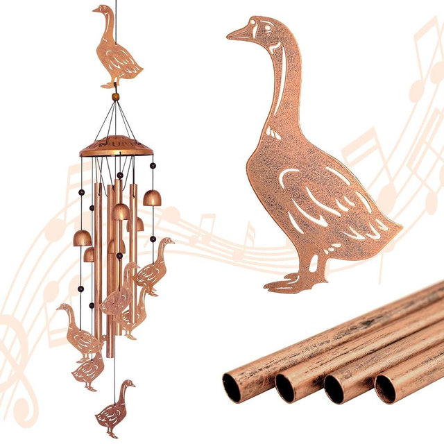 GDNSFIT Goose Wind Chimes for Outside, Metal Windchimes Outdoors, Goose Gifts for Women/Men, Memorial/Birthday Gifts, Garden Decor for Outside, Patio or Yard, Durable Chimes for Outdoors