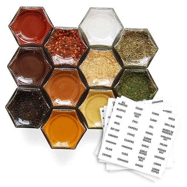 Gneiss Spice Basic Kit | 12 Magnetic Spice Jars Filled With Organic Seasonings (Large Jars)…