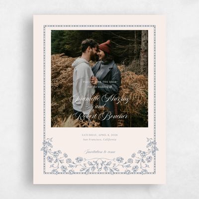 Periwinkle Gray, Grey Wedding Save the Date - Elysia Photo