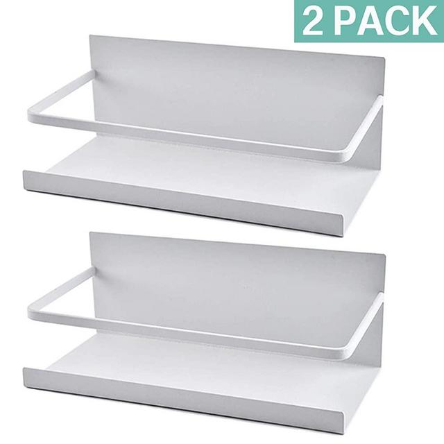 Roysili Spice Rack Magnetic Spice Rack Durable Magnetic Shelves For Refrigerator Easy To Use 2 Pack (White)