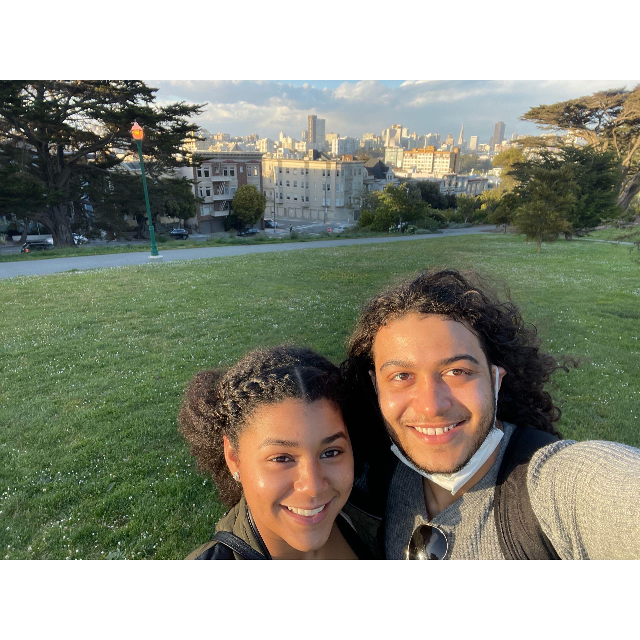 The day before we got engaged at Alamo Square in San Francisco