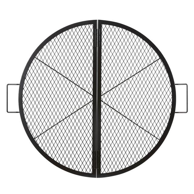 VEVOR X-Marks Fire Pit Grill Grate, Foldable Round Cooking Grate, Heavy Duty Steel Campfire BBQ Grill Grid with Handle and Support X Wire, Portable Camping Cookware for Outside Party, 36 Inch Black
