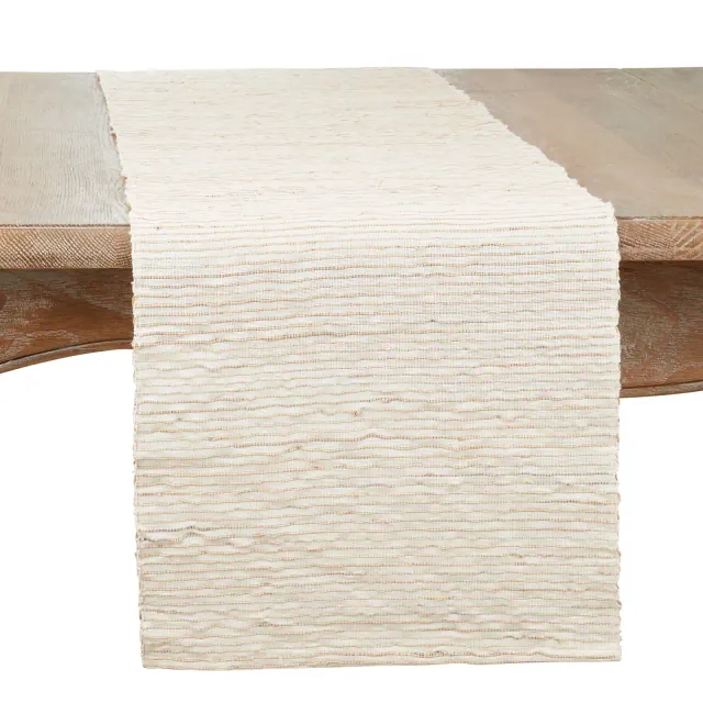 Saro Lifestyle Table Runner with Water Hyacinth Design, 14"x72", Beige