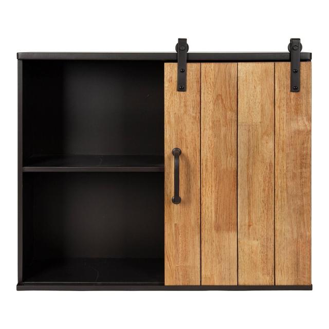 24" x 7.25" x 20" Samuels Decorative Metal Wall Cabinet Charcoal/Rustic Brown - Kate & Laurel All Things Decor