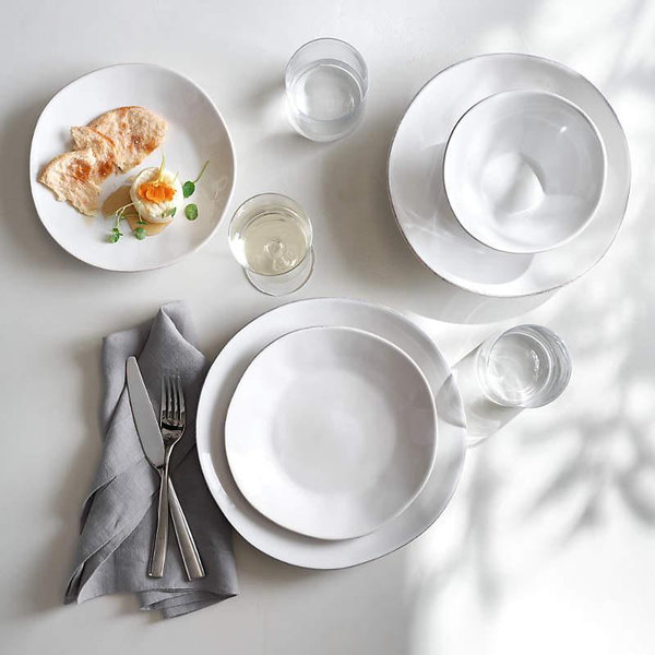 Marin White Stoneware 4-Piece Place Setting