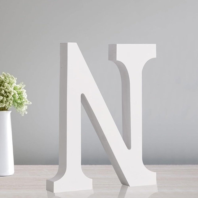 TONIFUL 7.8 Inch White Letter N Table Centerpiece A-Z DIY Birthday Party Decorations,White Alphabet N for Birthday,Chrismas,Graduation,Bridal Shower,Wedding,Anniversary Party Supplies