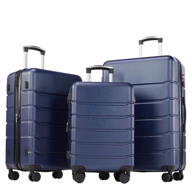 OLIXIS 3-Piece Luggage Set, Carry On Suitcases with Spinner Wheels, Expandable Travel Luggage with TSA Approved Lock & ABS Hard Shell, Blue(20/24/28 Inch)