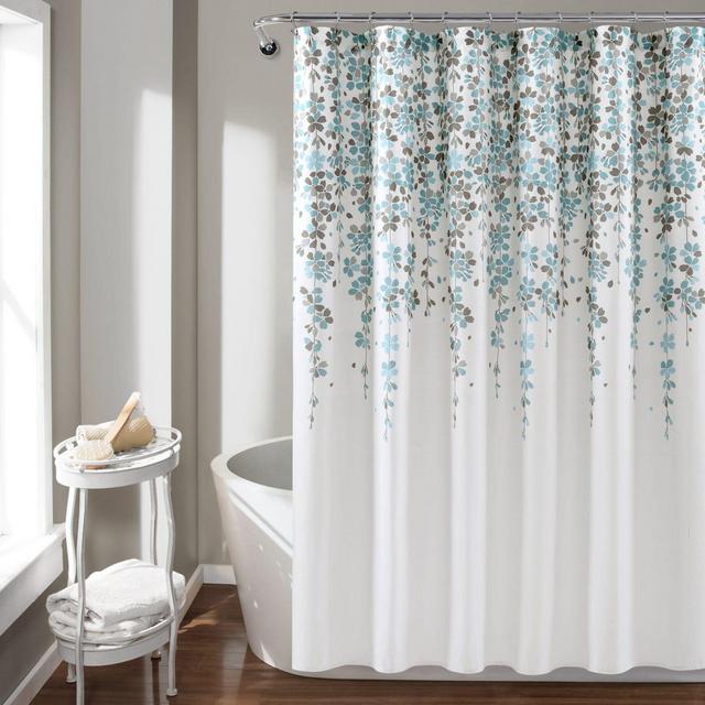 Lush Decor 72-Inch x 72-Inch Weeping Flower Shower Curtain in Blue