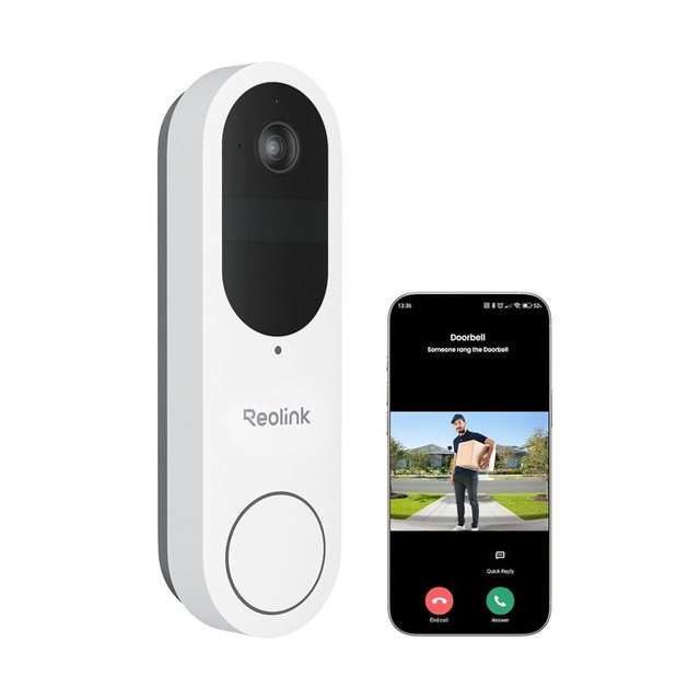 REOLINK Wireless Video Doorbell Camera, Battery Version, 2K 150°x150° Head-to-Toe View, 2.4/5 GHz Dual-Band WiFi, Person/Vehicle/Package Detection, Two-Way Talk, No Monthly Fees (Chime not Included)