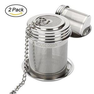 House Again 2 Pack Tea Ball Infuser & Cooking Infuser, Extra Fine Mesh Tea Infuser Threaded Connection 18/8 Stainless Steel with Extended Chain Hook to Brew Loose Leaf Tea, Spices & Seasonings