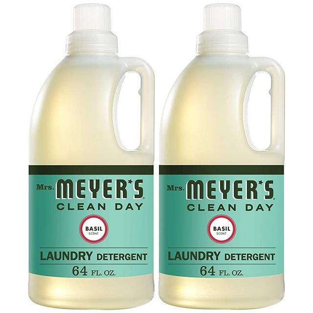 Mrs. Meyer's Clean Day Liquid Laundry Detergent, Cruelty Free and Biodegradable Formula, Basil Scent, 64 oz- Pack of 2