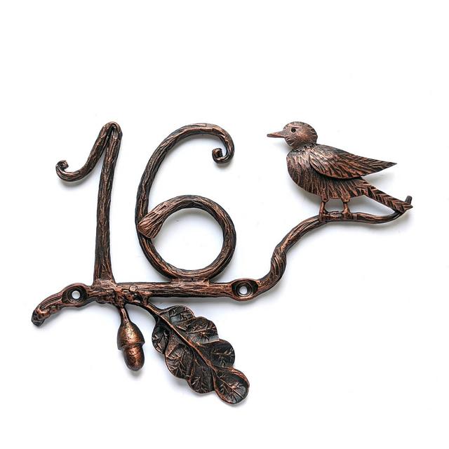 House number with bird and oak leaf, personalized number plaque, Metal house numbers, floral front door decals address plaque outdoor