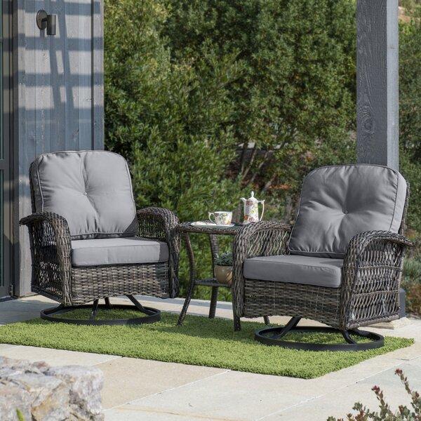 Pelletier 3 Piece Rattan Seating Group with Cushion