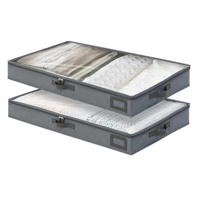 4-Inch Under Bed Storage Containers, Low Profile UnderBed Storage Organizer, Under Crib/Couch Storage Box for Seasonal Clothing, Sweaters, Shoes, Blankets, Wrapping Paper, Sheets & Toys 33"L×17"W×4"H