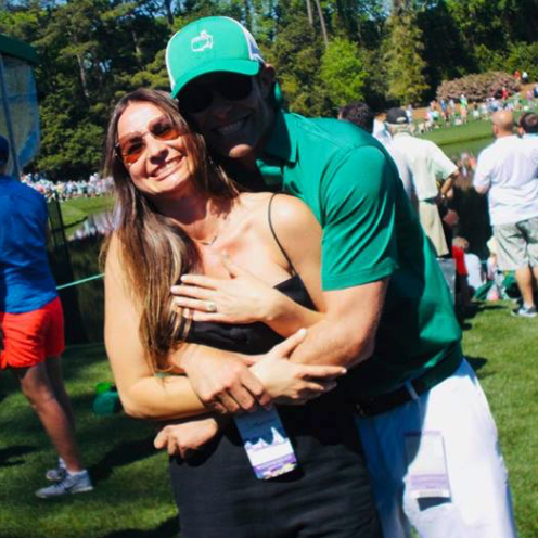 Engaged at the Master, Augusta, Georgia, when Tiger won!! #tigerwoods #par3willyoumarryme
