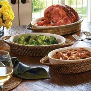 MEDIUM Oval Baker with Wrapped Handles and Dish By Calaisio