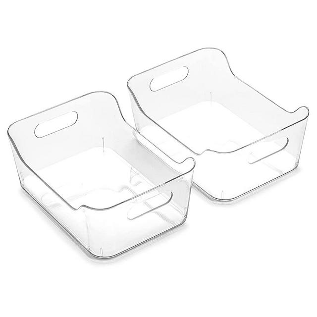 BINO | Plastic Storage Bins, X-Small - 2 Pack | The SOHO Collection | Multi-Use Organizer Bins | Built-in Handles | BPA-Free | Pantry Organization | Home Organization | Fridge Organizer | Freezer Org