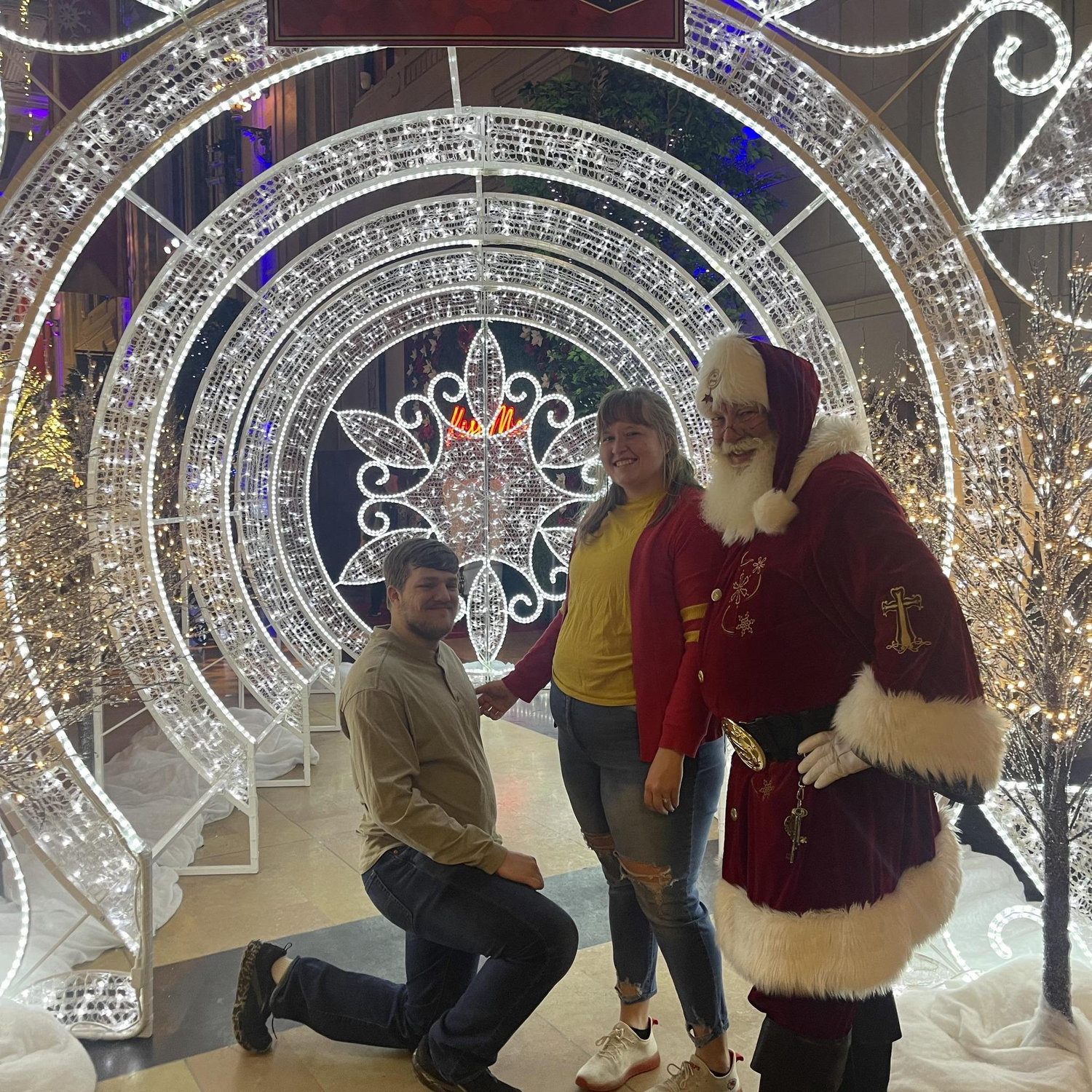Our engagement:) Santa crashed it, and it was so perfect!