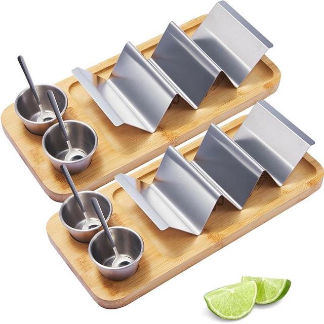 HolaTasty Taco Holder Kit - 2 Pack (Value Pack), 3-in-1 Taco Set of 2-6 slots for Tacos, Fancy Taco Presentation Rack Plate for Taco Tuesday Bar Party, for Taco Lover Vegetarian Gluten-free Blogger