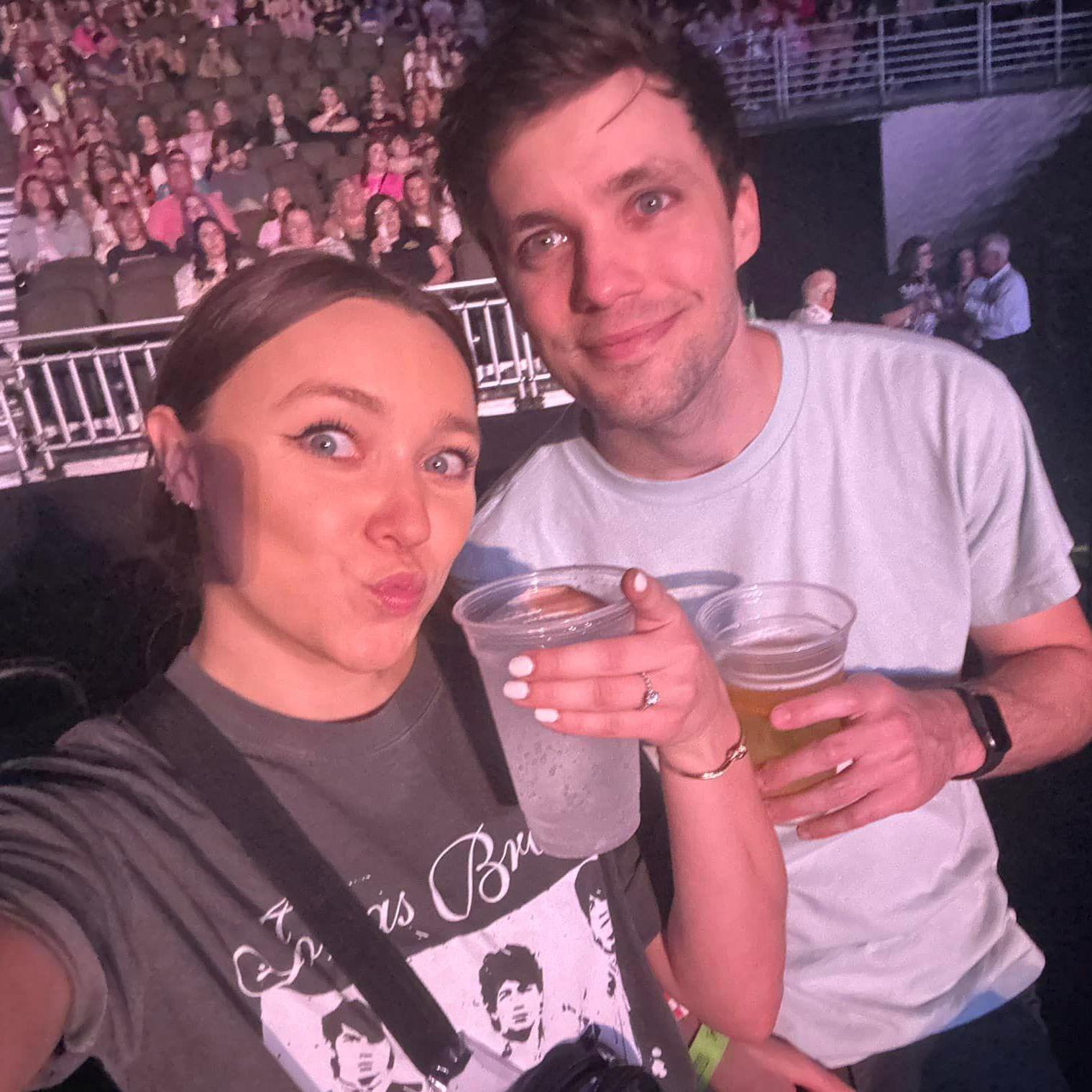 Jimmy winning the "best fiance" award for standing in the VIP section at the Jonas Brothers Concert - August 2023