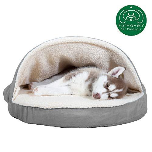 Furhaven Pet Dog Bed | Orthopedic Round Cuddle Nest Snuggery Burrow Blanket Pet Bed w/ Removable Cover for Dogs & Cats - Available in Multiple Colors & Styles