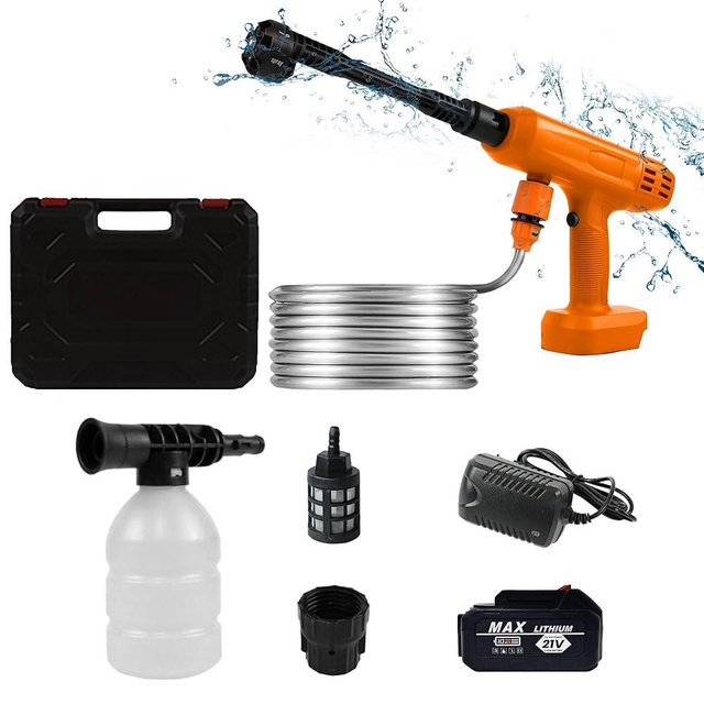 VLAIAN Cordless Pressure Washer,1200PSI Portable Power Washer with 4Ah Battery&Charger,6-in-1 Nozzle,5 Meter Hose,Handheld High-Pressure Car Washer for Cars/Yard/Home/Floor (Orange)
